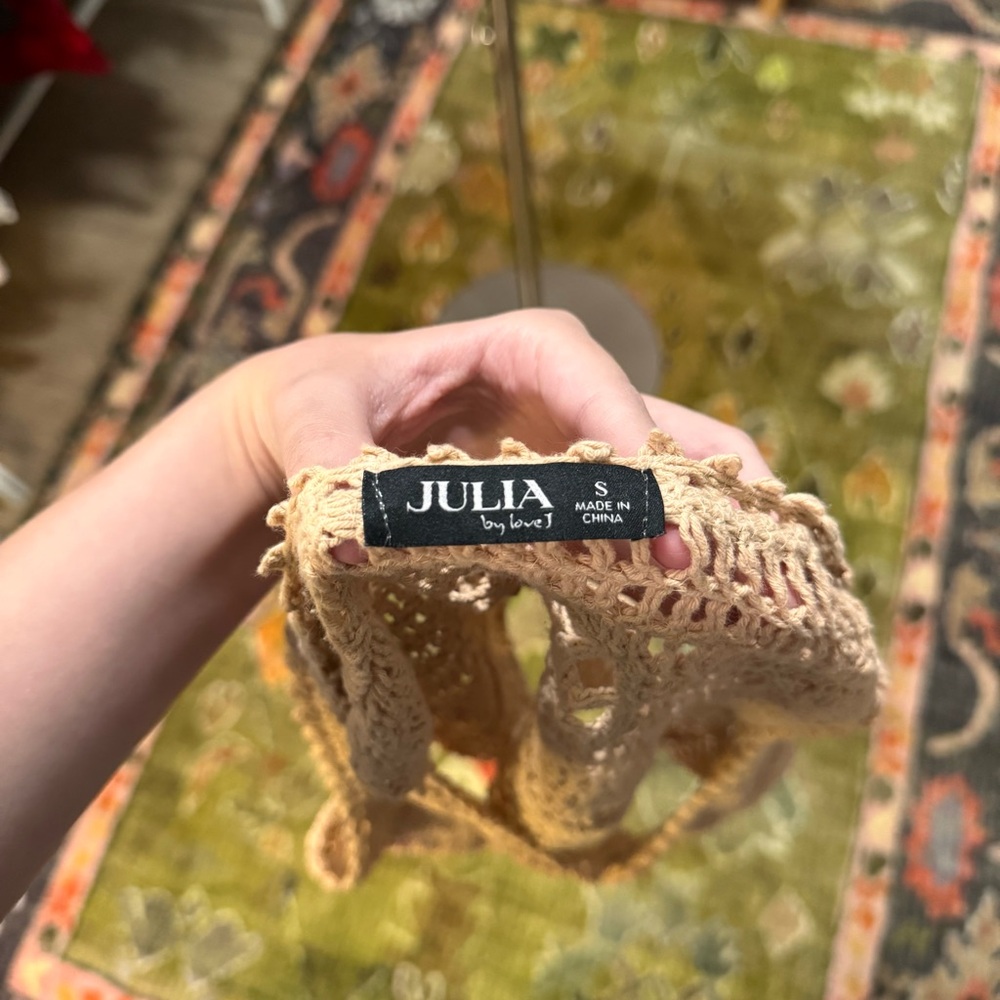 Fab’rik Tan Crochet Vest Top Beige Small - Picture 4 of 10